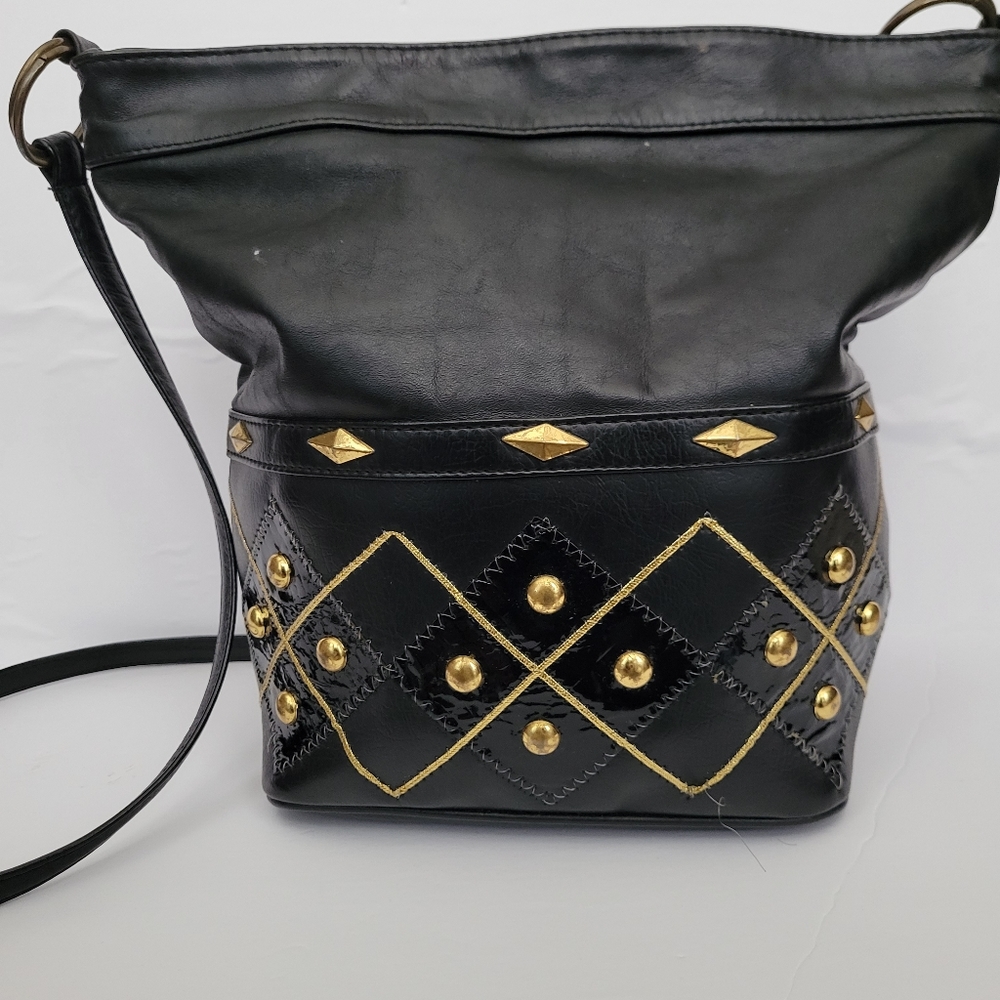 Black and Gold Vintage Studded Bag